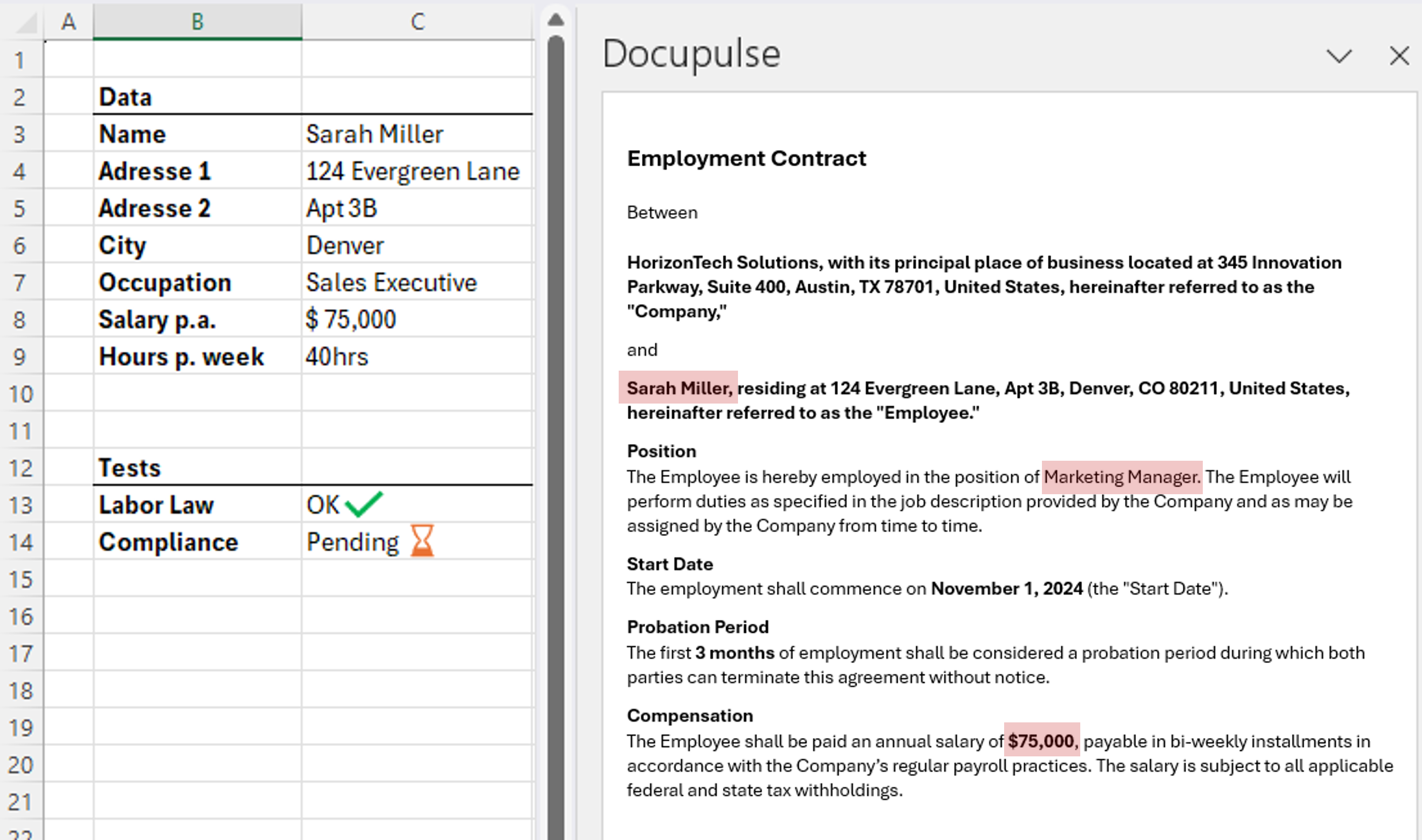 Demo showing Docupulse extracting data